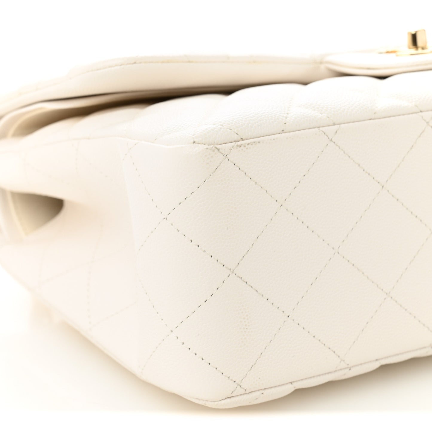 Caviar Quilted Jumbo Double Flap White
