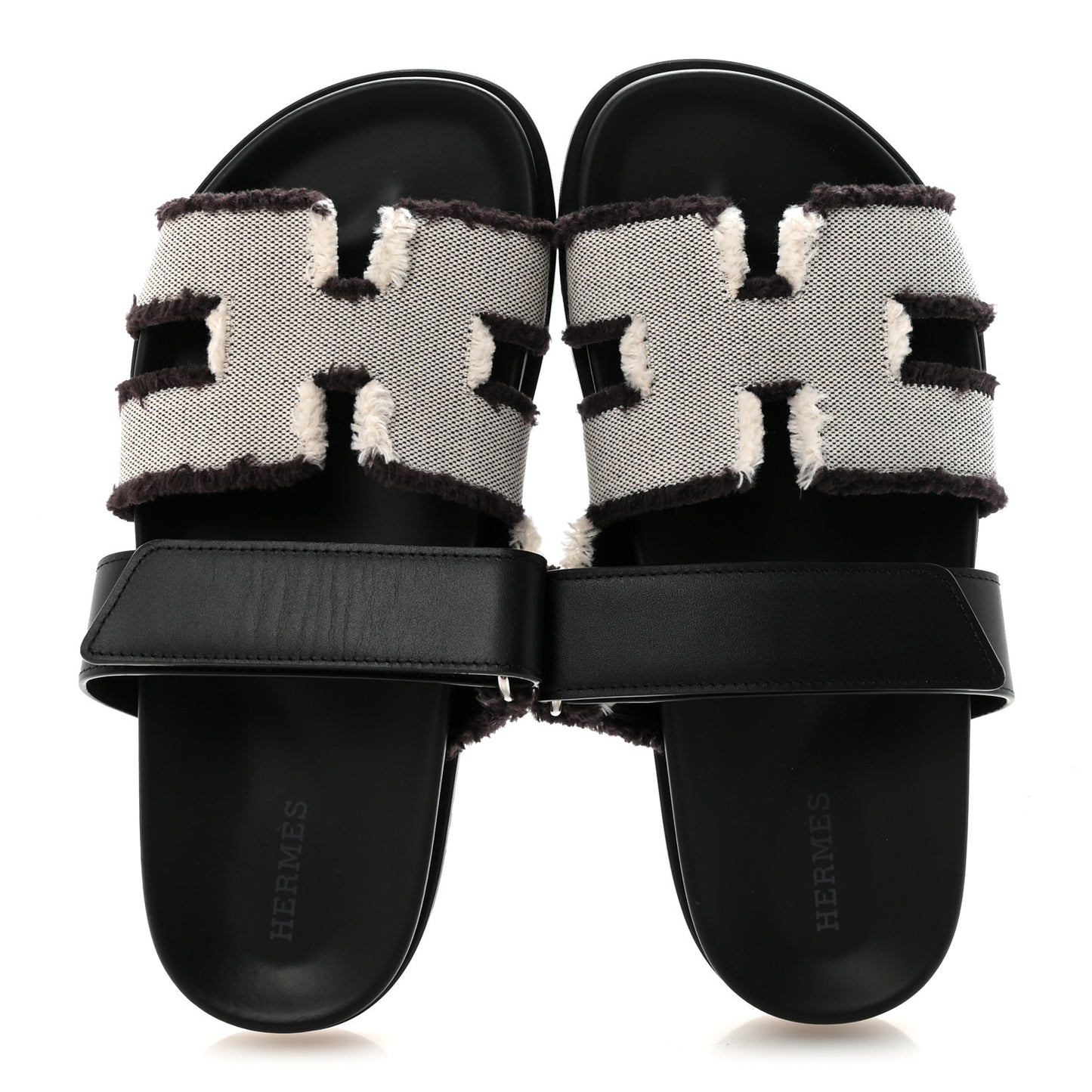 Techno Fringed H Canvas Caflskin Womens Chypre Sandals 36.5 Prunoir Black