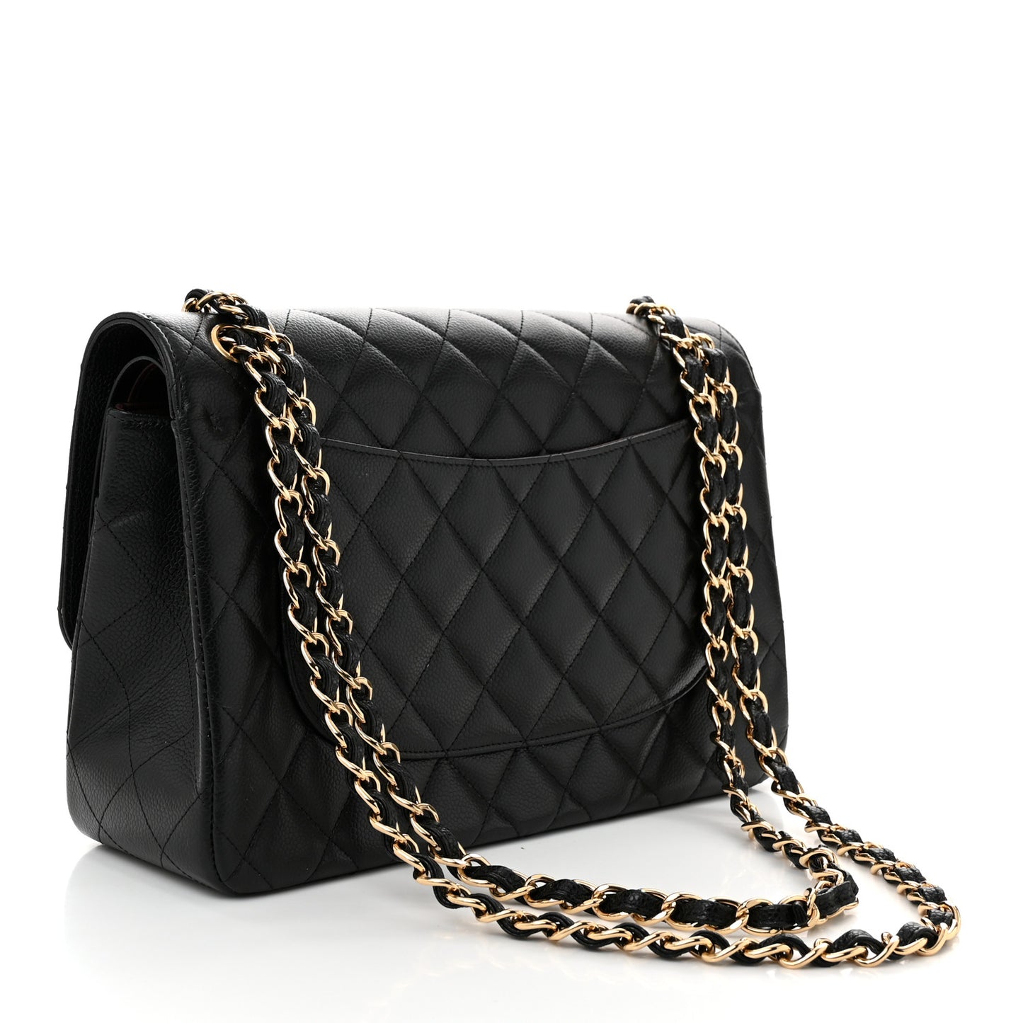Caviar Quilted Jumbo Double Flap Black