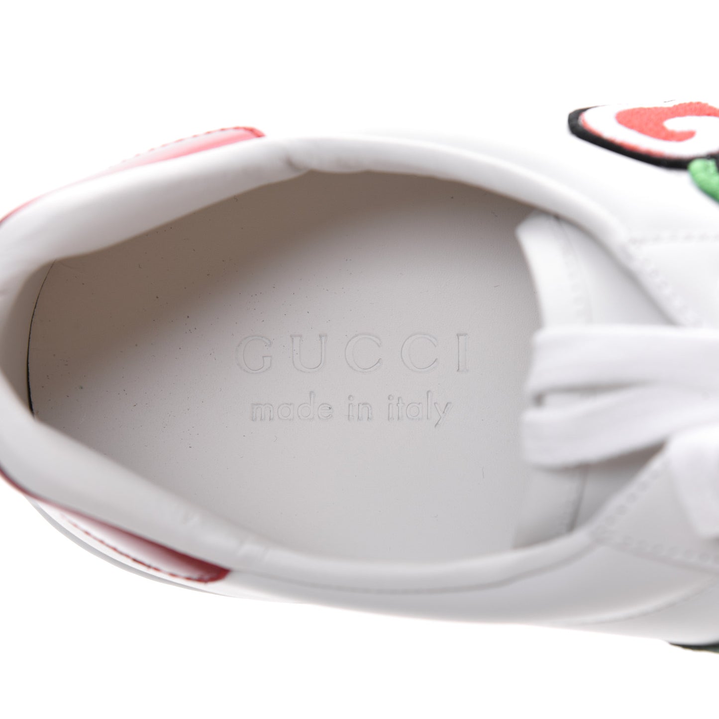 Calfskin Web GG Apple Embroidered Mens Ace Sneakers 8 White