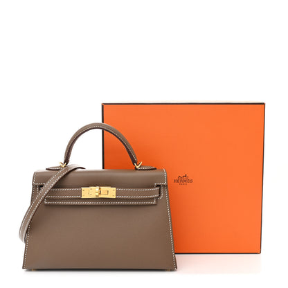 Hermes Madame Calfskin Mini Kelly Sellier 20 Etoupe 11 of 11