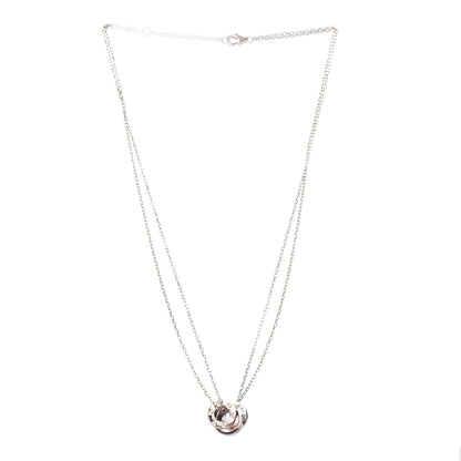 Cartier 18K White Pink Gold Diamond Three Ring LOVE Pendant Necklace 3 of 7