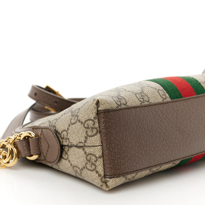 Gucci GG Supreme Monogram Textured Dollar Calfskin Web Small Ophidia Dome Shoulder Bag Beige Ebony New Acero 10 of 11