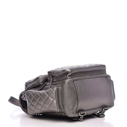 Chanel Metallic Grained Calfskin Quilted Large Casual Rock Backpack Charcoal 4 of 10