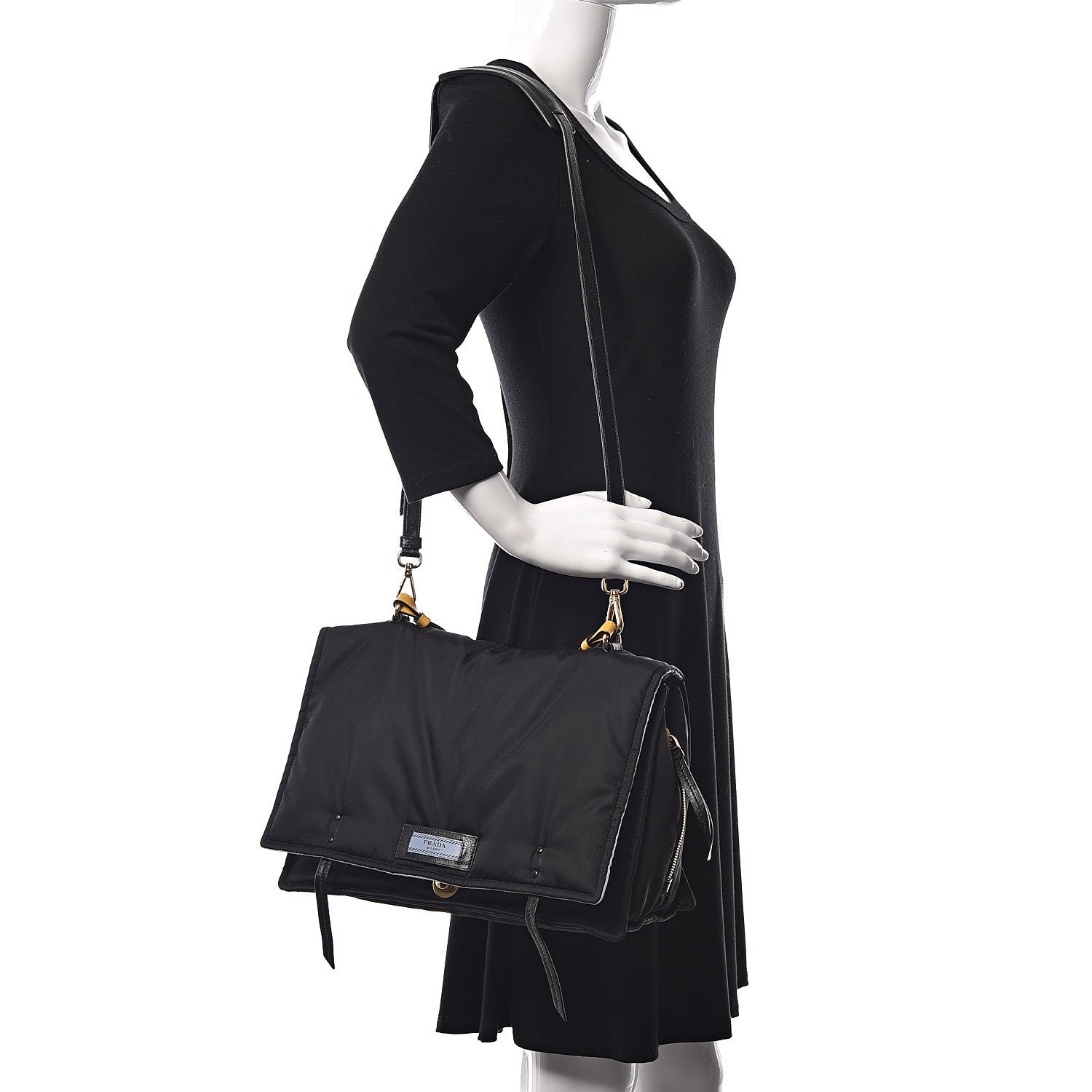 Prada Tessuto Nylon Etiquette Flap Black Soleil 3 of 11