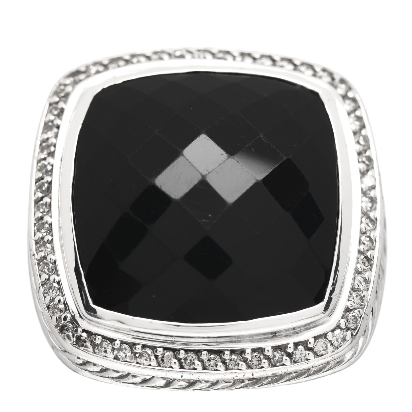 Sterling Silver Diamond Black Onyx 20mm Albion Statement Ring 54 7