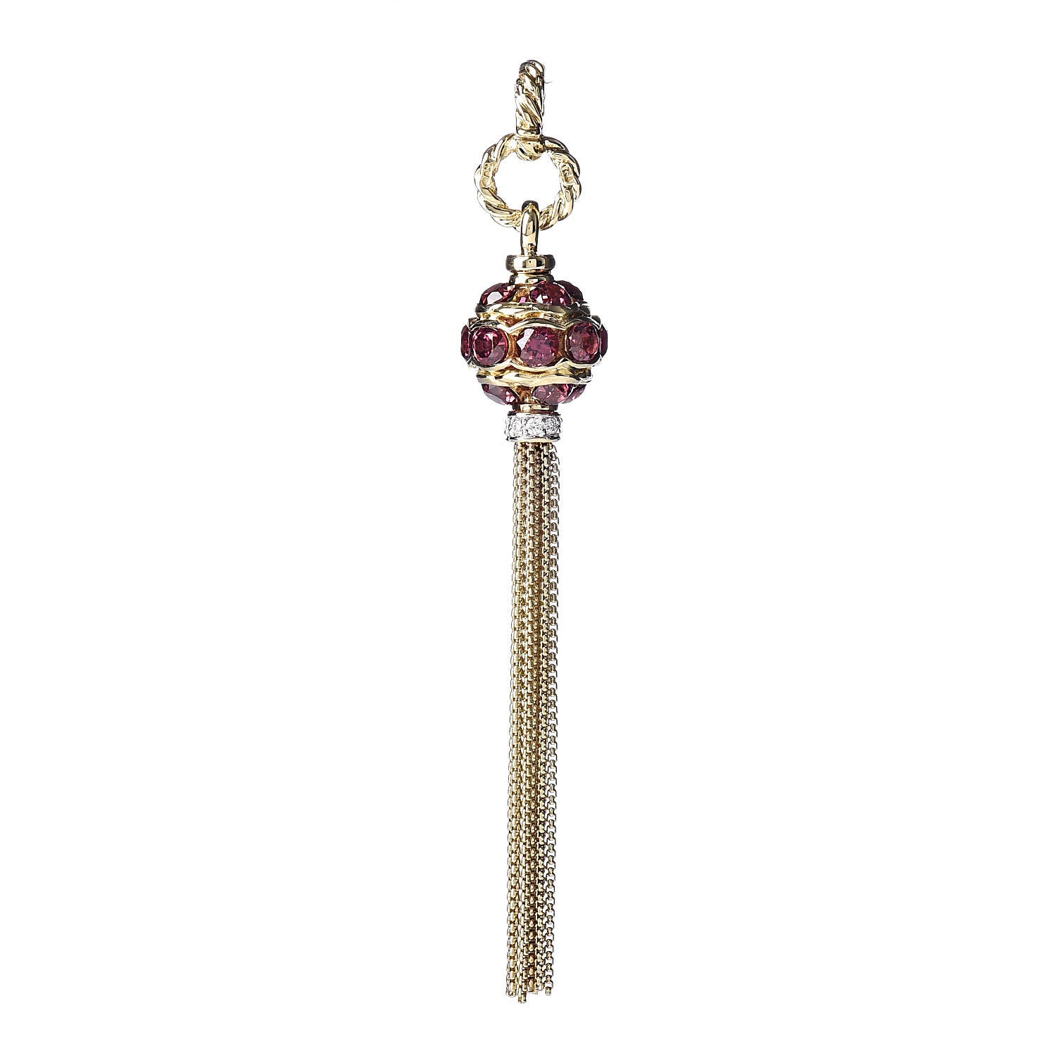 David Yurman 18K Yellow Gold Rhodolite Garnet Diamond Enhancer Pendant 1 of 3