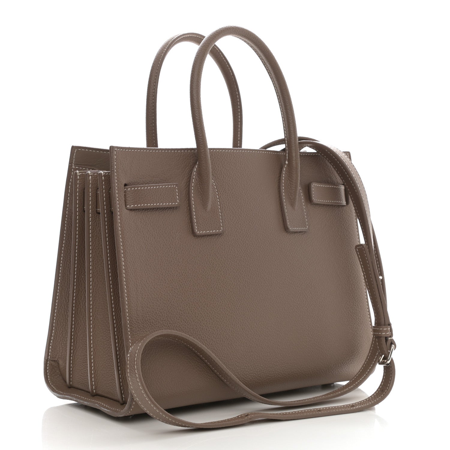 Saint Laurent Grained Calfskin Topstich Baby Sac De Jour Taupe 3 of 20