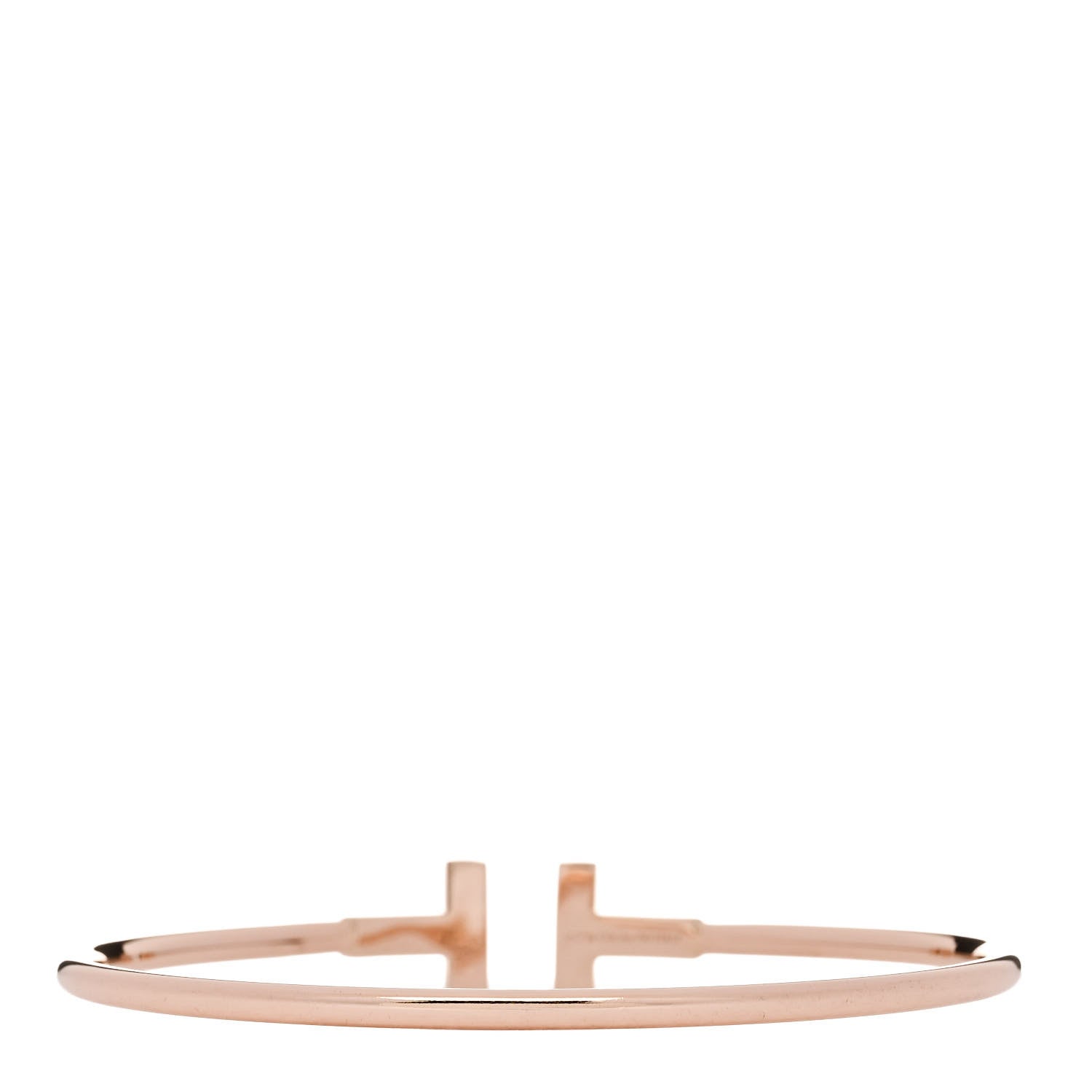 Tiffany 18K Rose Gold Diamond T Wire Bracelet 2 of 3