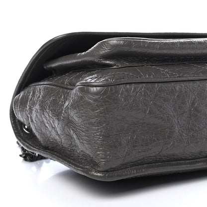 Saint Laurent Crinkled Calfskin Matelasse Monogram Medium Niki Chain Satchel Asphalt 8 of 9