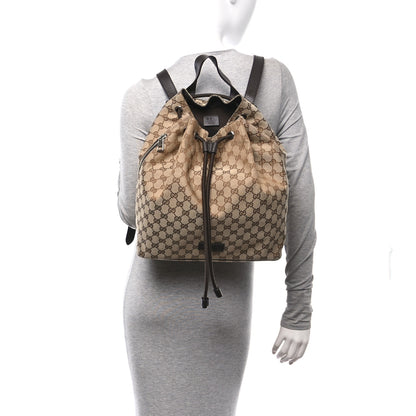 Gucci Monogram Dollar Calfskin O Drawstring Backpack Beige Ebony Testa di Moro Dark Chocolate 2 of 10