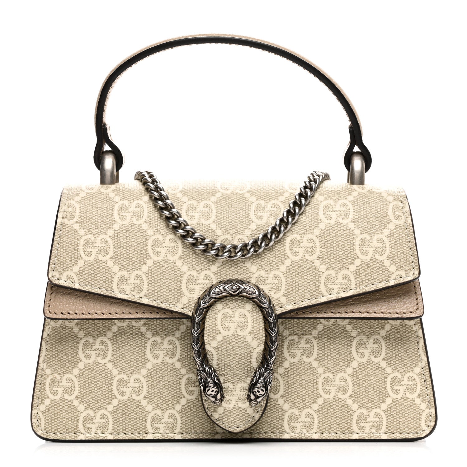 Gucci GG Supreme Monogram Mini Dionysus Top Handle Bag Beige Mystic White Oatmeal 1 of 10