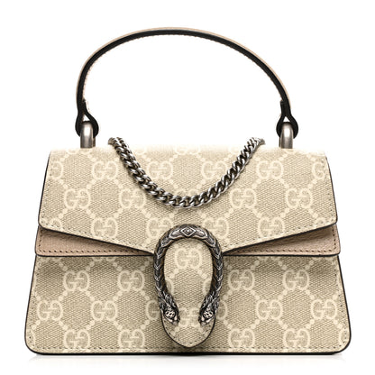 Gucci GG Supreme Monogram Mini Dionysus Top Handle Bag Beige Mystic White Oatmeal 1 of 10