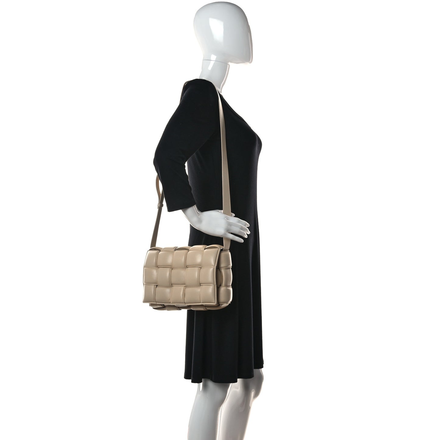 Nappa Maxi Intreccio Padded Cassette Crossbody Bag Porridge