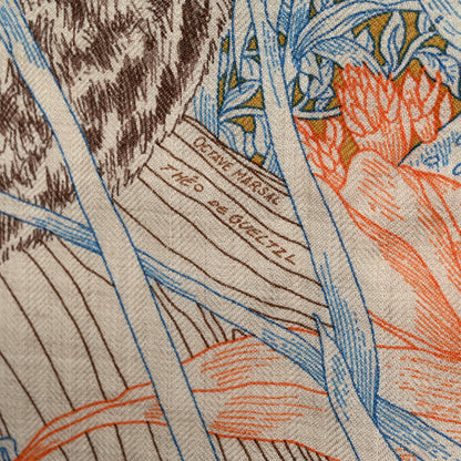Hermes Cashmere Silk Retour a la Nature 140 Bleu Kaki Orange 5 of 7