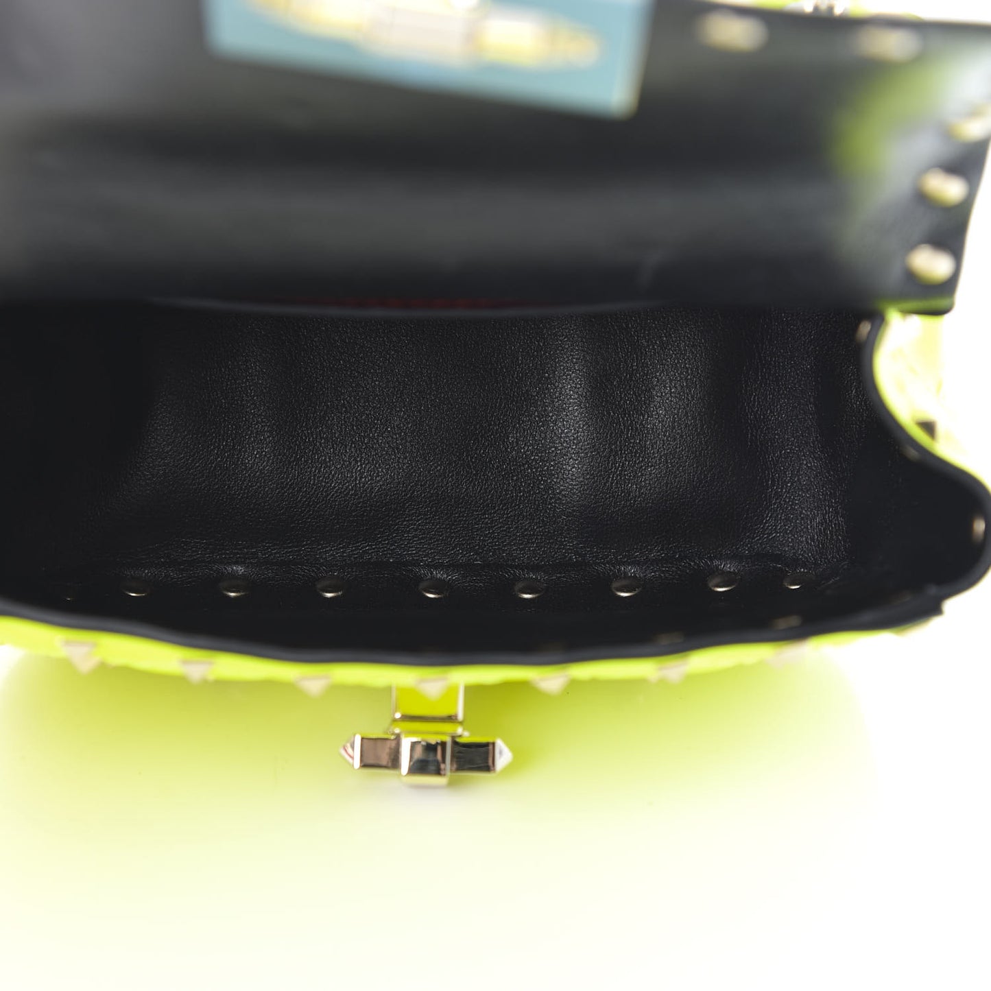 Calfskin Micro Rockstud Spike Shoulder Bag Lime