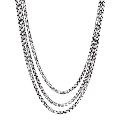 David Yurman Sterling Silver Box Chain Three Strand Necklace 1 of 6