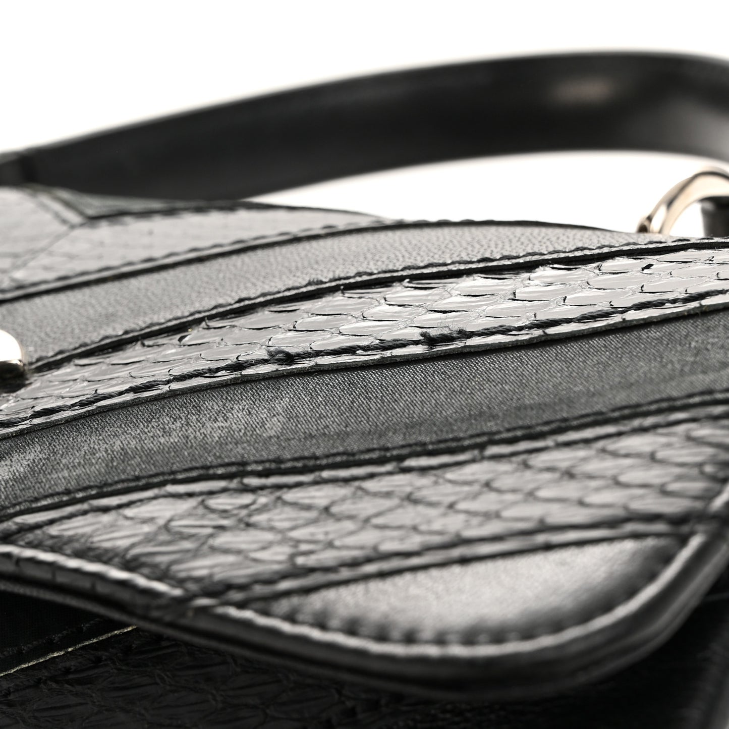 Calfskin Sheepskin Watersnake Chevron Quilted CC Small Trendy CC Dual Handle Flap Bag Black