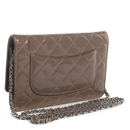 Chanel Patent Quilted Wallet On Chain WOC Grey 4 of 10