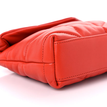 Saint Laurent Lambskin Monogram Loulou Puffer Pouch Clutch Coral 9 of 11