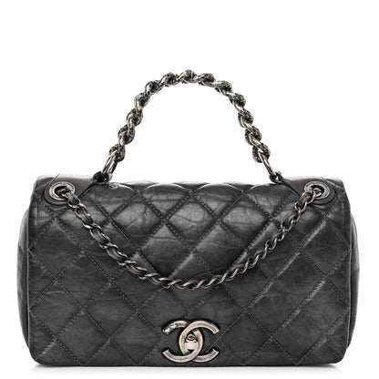 Chanel Aged Calfskin Quilted Small Pondichery Flap Dark Grey 1 of 12