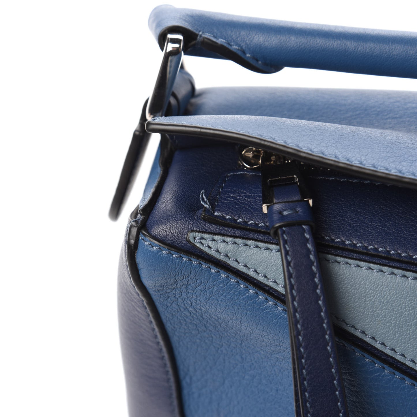 Calfskin Small Puzzle Bag Marine Stone Steel Blue