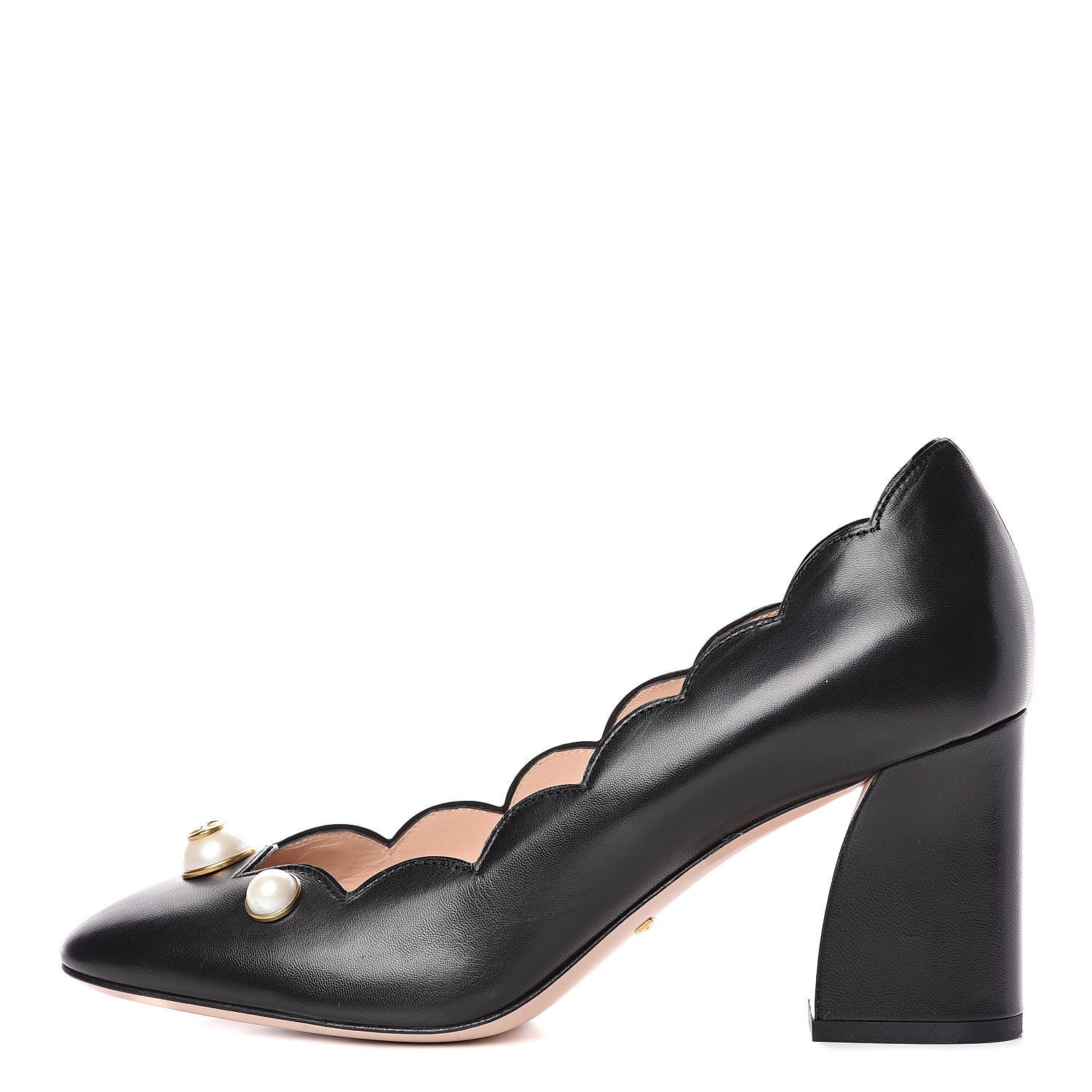 Gucci Malaga Kid Pearl Embellished Willow Loafer Pumps 39 Black 1 of 11