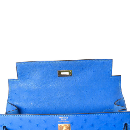Hermes Ostrich Kelly Sellier 25 Bleuet 33 of 40