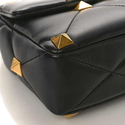 Valentino Garavani Nappa Large Roman Stud Shoulder Bag Black 7 of 8
