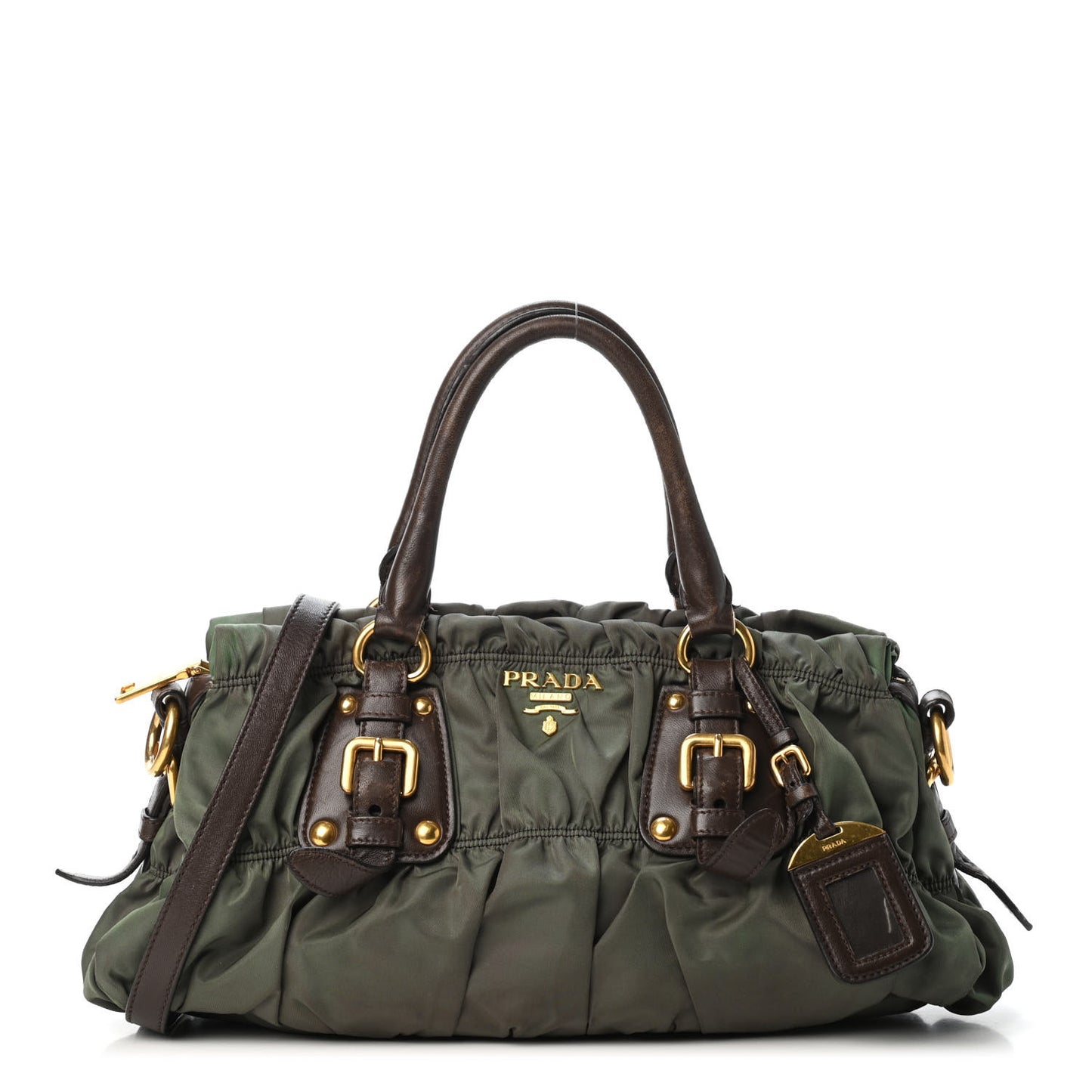 Tessuto Nylon Gaufre Shopping Satchel Fumo