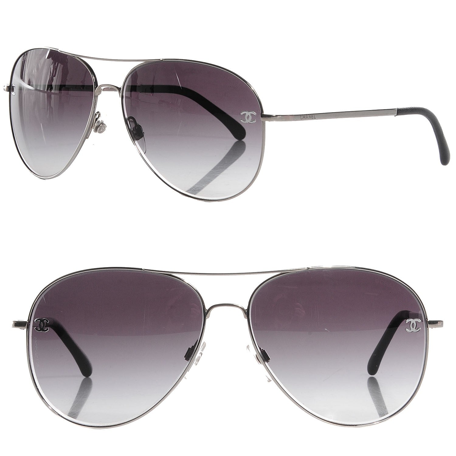 Chanel CC Aviator Sunglasses 4189-TQ Silver 1 of 5