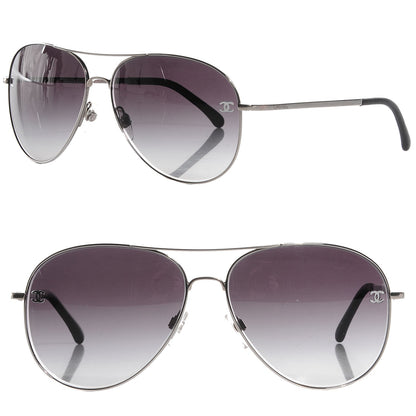 Chanel CC Aviator Sunglasses 4189-TQ Silver 1 of 5