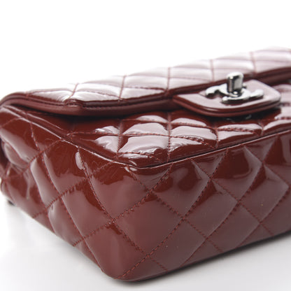 Chanel Patent Calfskin Quilted Mini Rectangular Flap Dark Red 5 of 12
