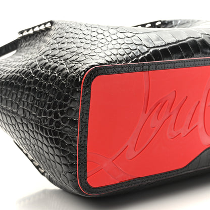 Christian Louboutin Alligator Embossed Calfskin Spiked Large Cabarock Shopper Tote Black 7 of 8