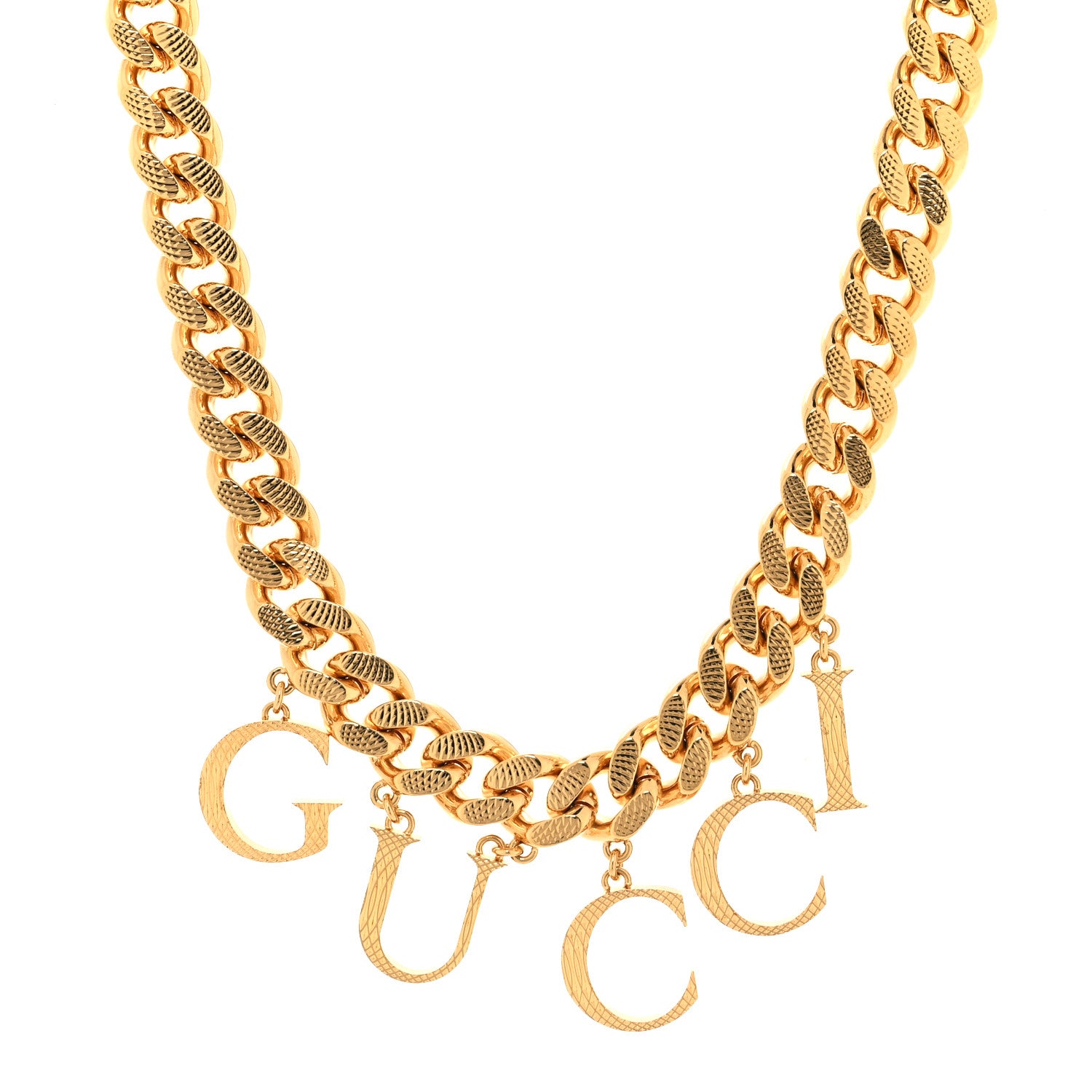 Gucci Metal Script Logo Interlocking Chain Necklace Gold 1 of 5