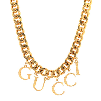 Gucci Metal Script Logo Interlocking Chain Necklace Gold 1 of 5