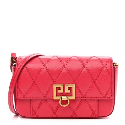 Givenchy Goatskin Quilted GV3 Mini Pocket Convertible Bag Fuchsia 1 of 8
