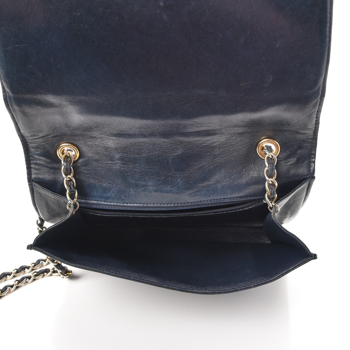 Lambskin Quilted CC Small Single Flap Navy