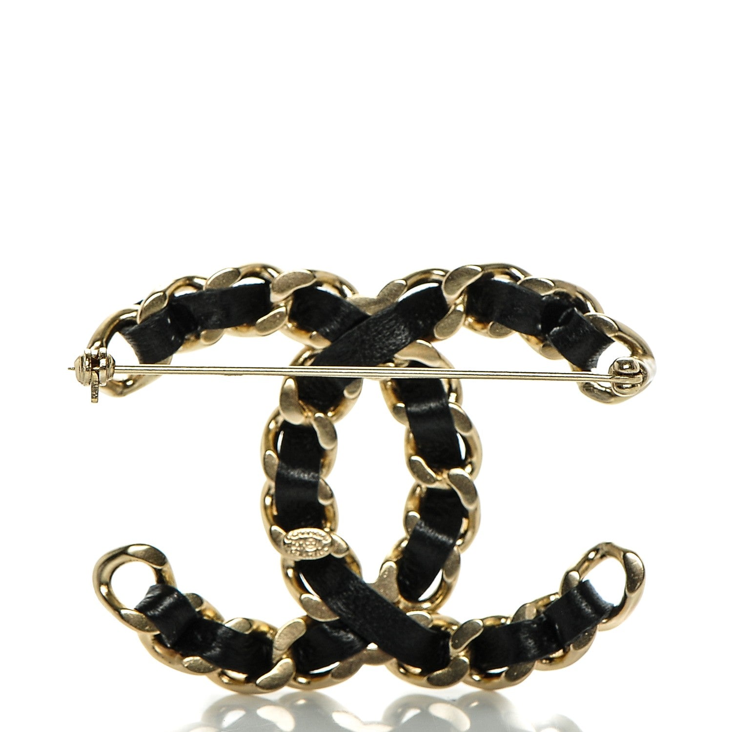 Chanel Lambskin Chain CC Brooch Black Gold 3 of 5