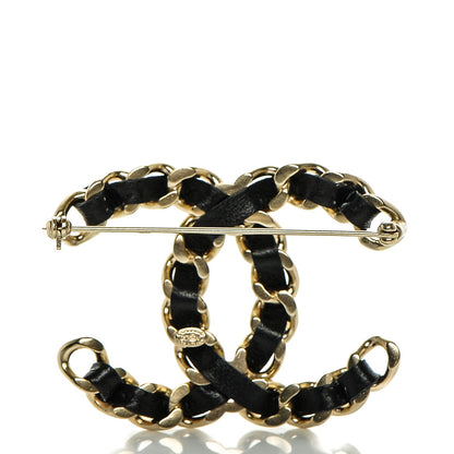 Chanel Lambskin Chain CC Brooch Black Gold 3 of 5