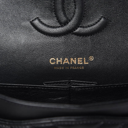 Chanel Lambskin Chevron Quilted Medium Double Flap Black 6 of 17