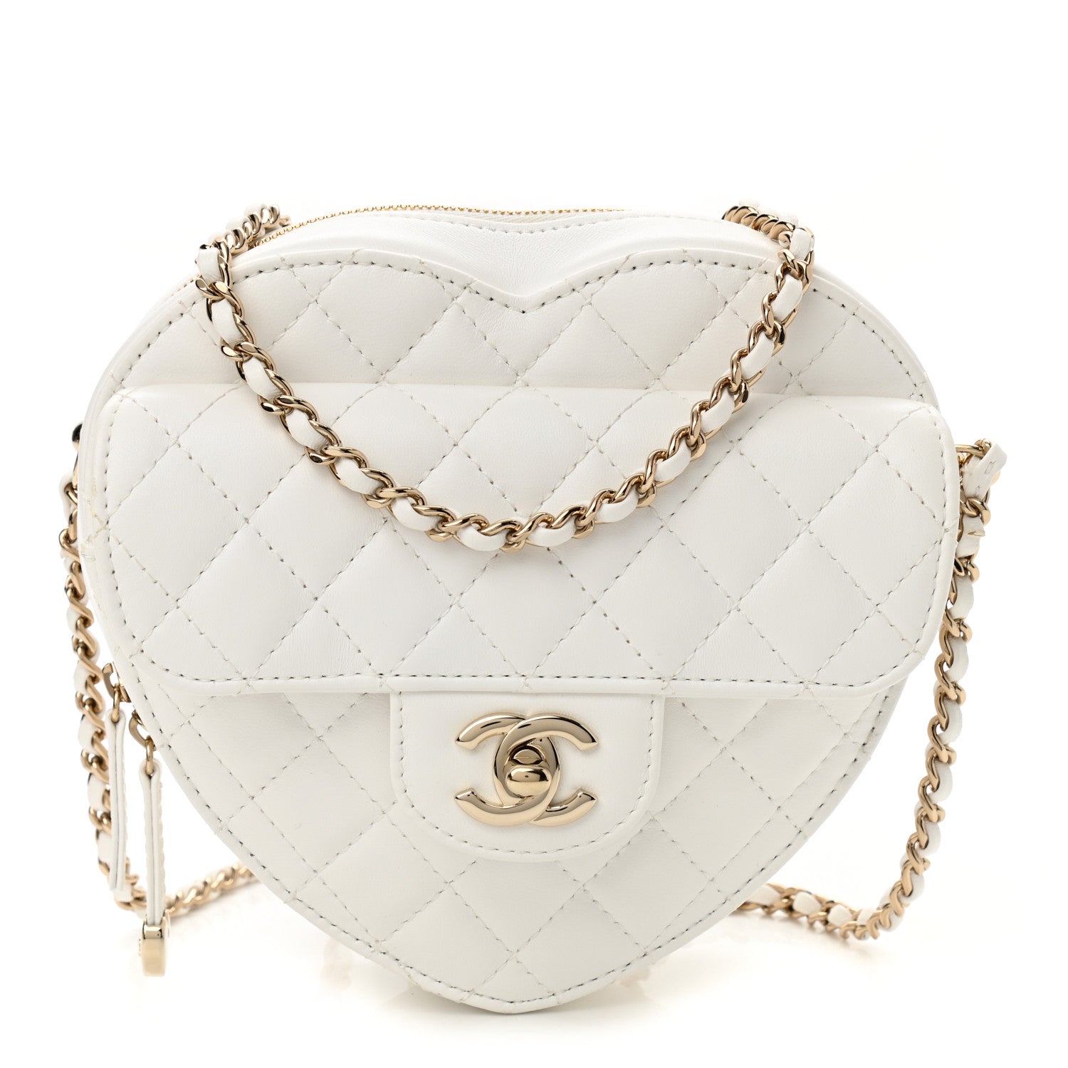 Chanel Lambskin Quilted CC In Love Heart Bag White 1 of 10