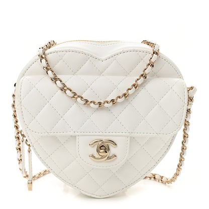 Chanel Lambskin Quilted CC In Love Heart Bag White 1 of 10