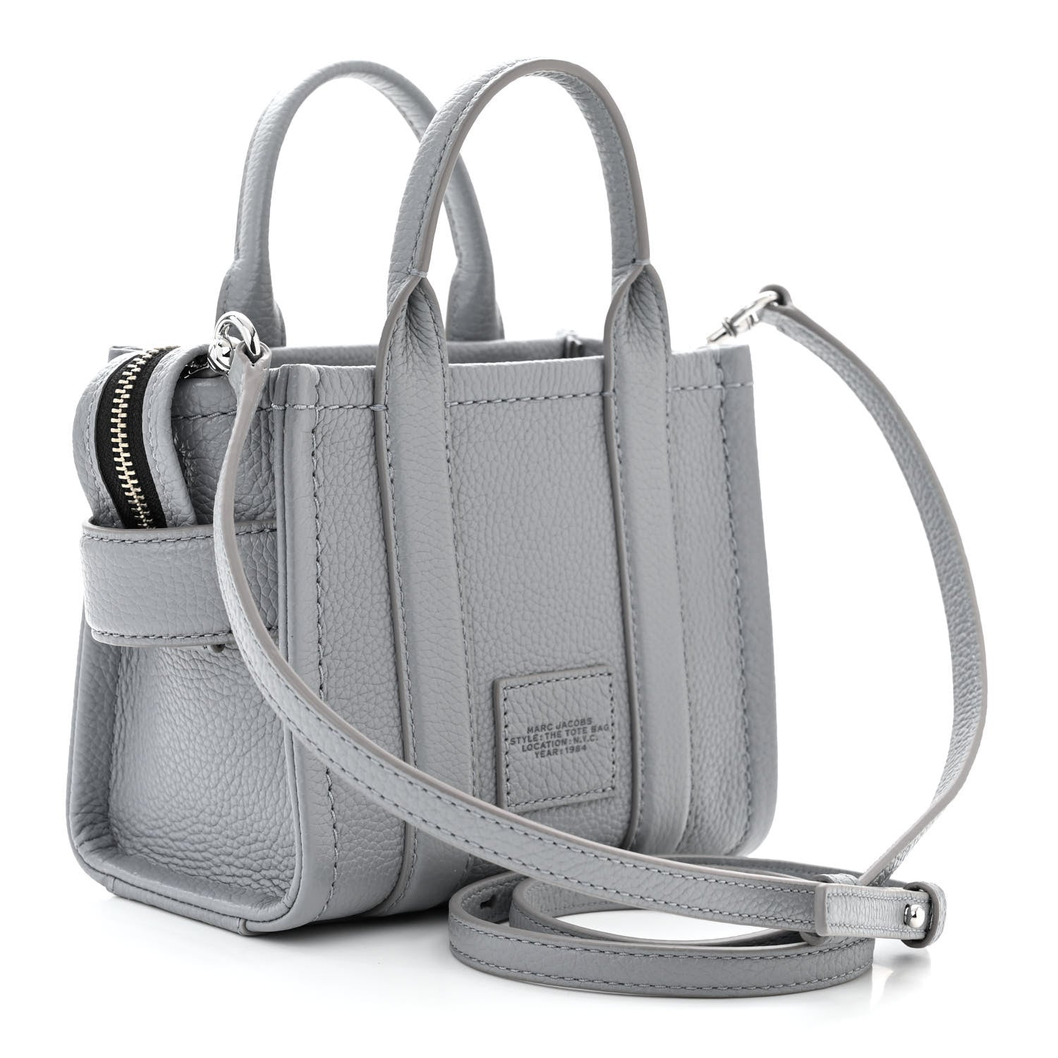 Marc Jacobs Grained Calfskin Mini The Tote Bag Grey 3 of 11