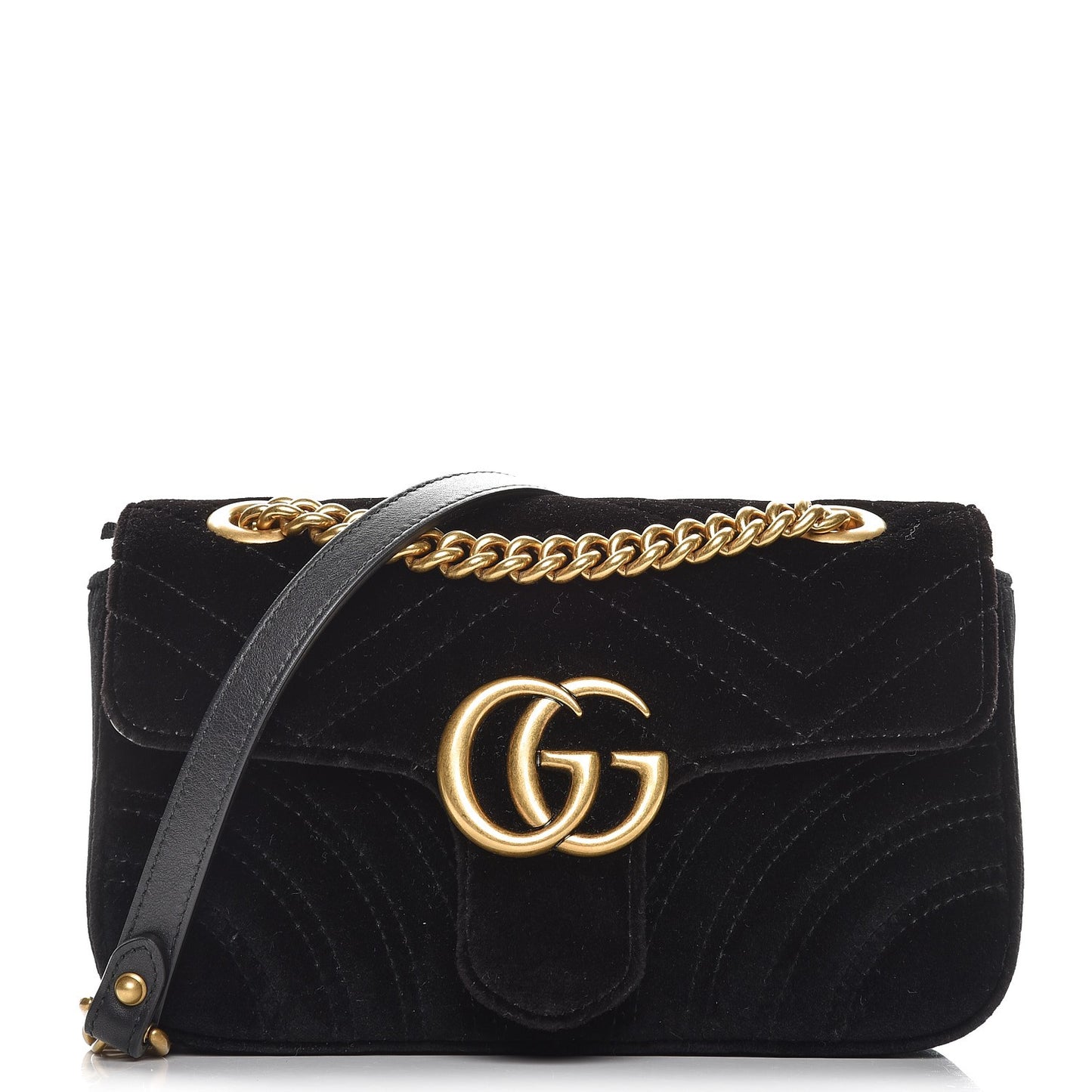 Velvet Matelasse Mini GG Marmont Shoulder Bag Black