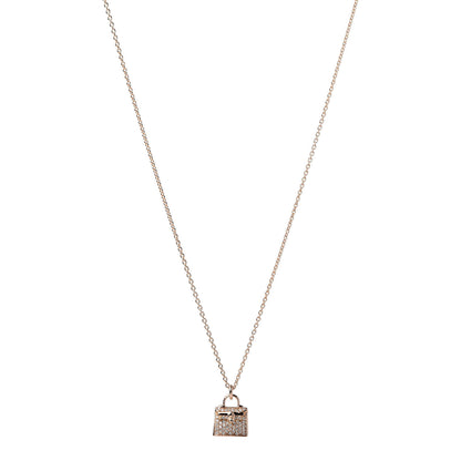 Hermes 18K Rose Gold Diamond Kelly Amulette Pendant Necklace 1 of 5