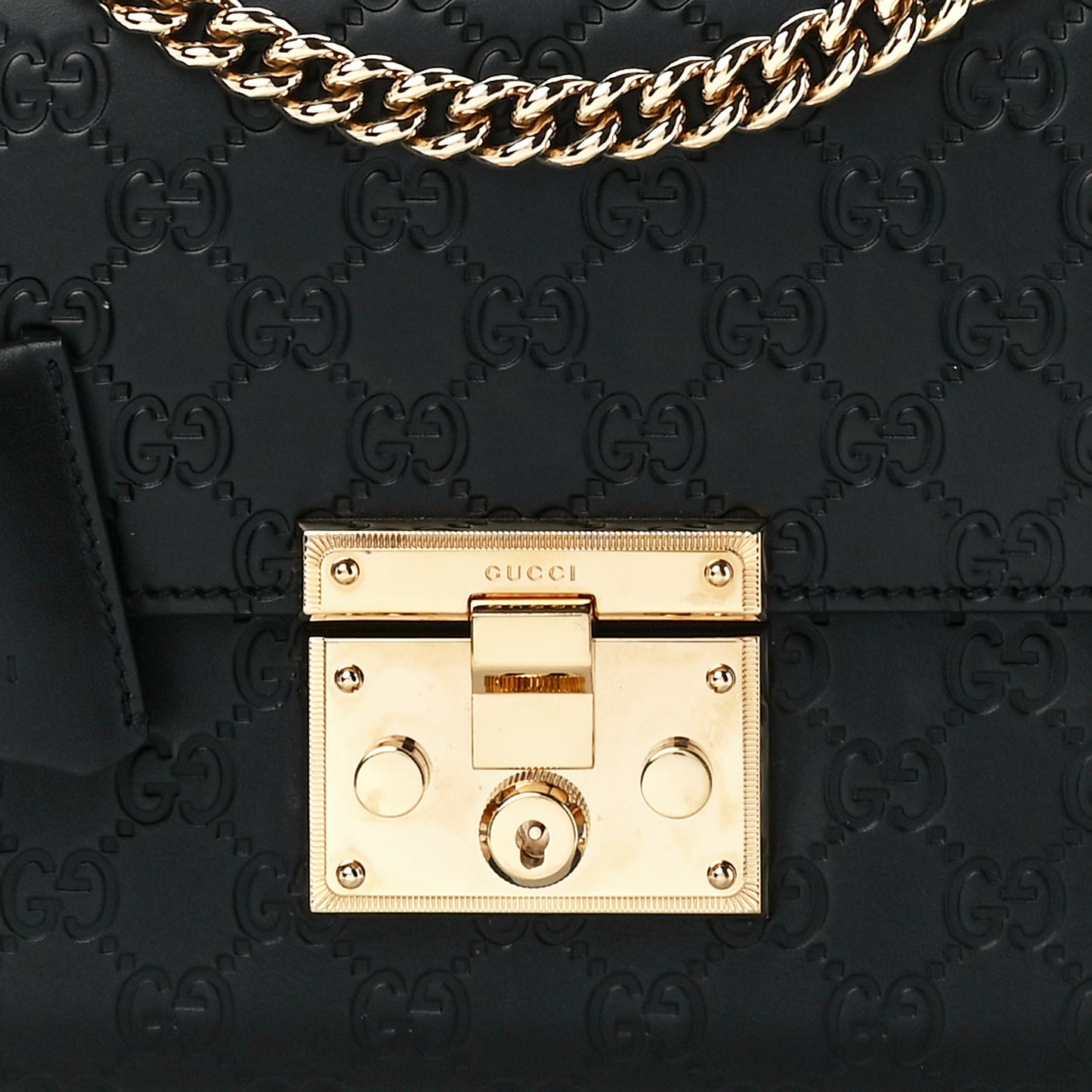 Guccissima Medium Padlock Shoulder Bag Black
