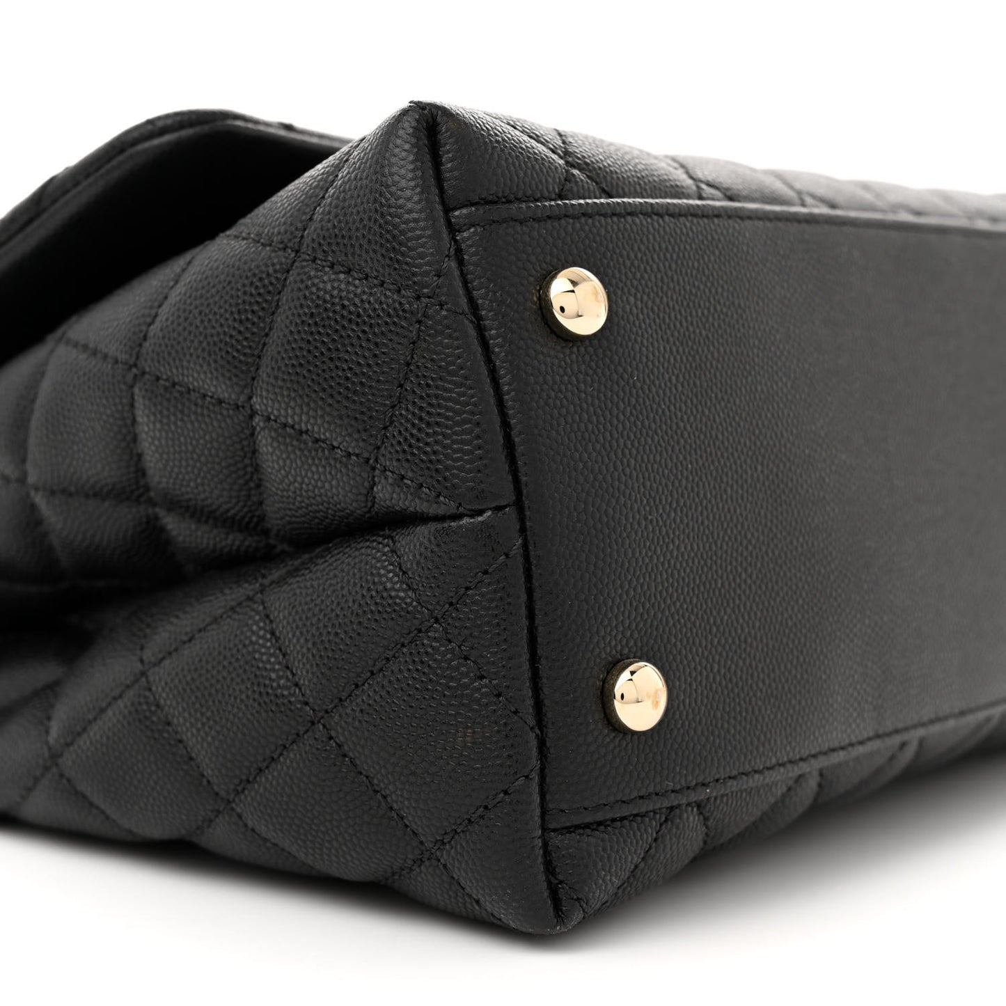Caviar Quilted Small Coco Handle Flap Black