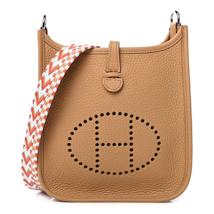 Hermes Taurillon Clemence Allegro Evelyne TPM Biscuit Cornaline White Gold 1 of 8