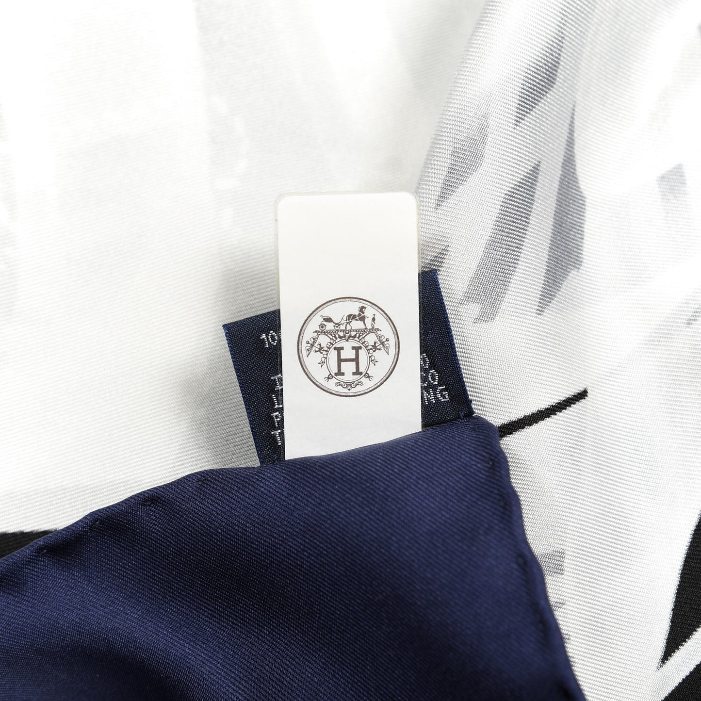 Silk Please Check In Scarf 90 Marine Black White